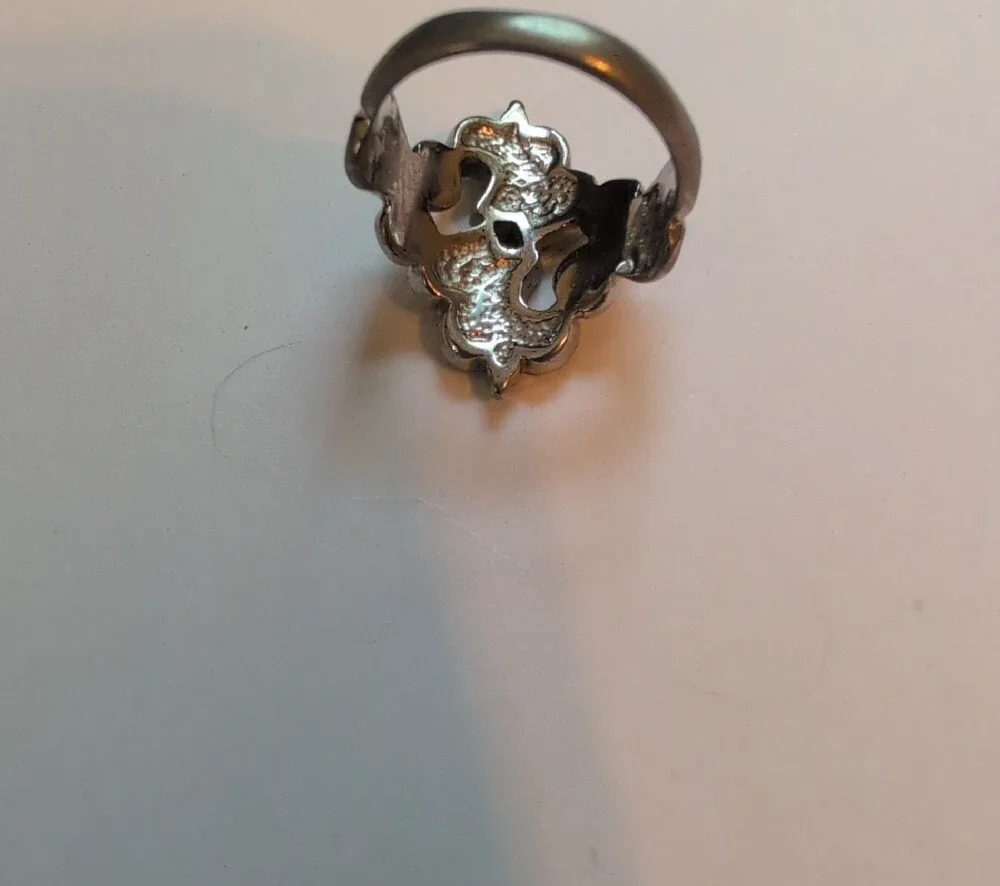 Silver  Heart & Turquoise Inlay Statement Ring